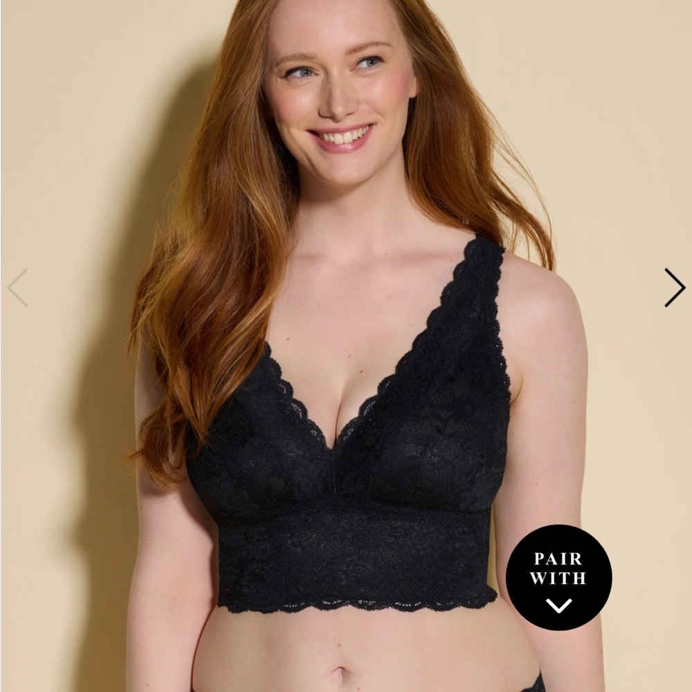NWT never say never black curvy plungie plunge long line bralette